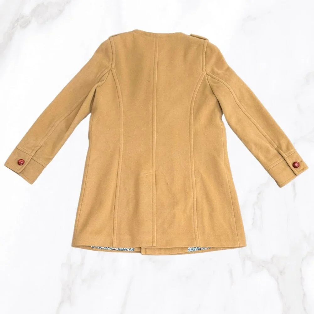 Lands' End Women's Petite Wool‎ & Cashmere Blend Collarless Peacoat, Size 6P